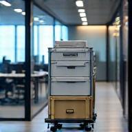 Chariot de déménagement dans un open-space d'entreprise à Lyon